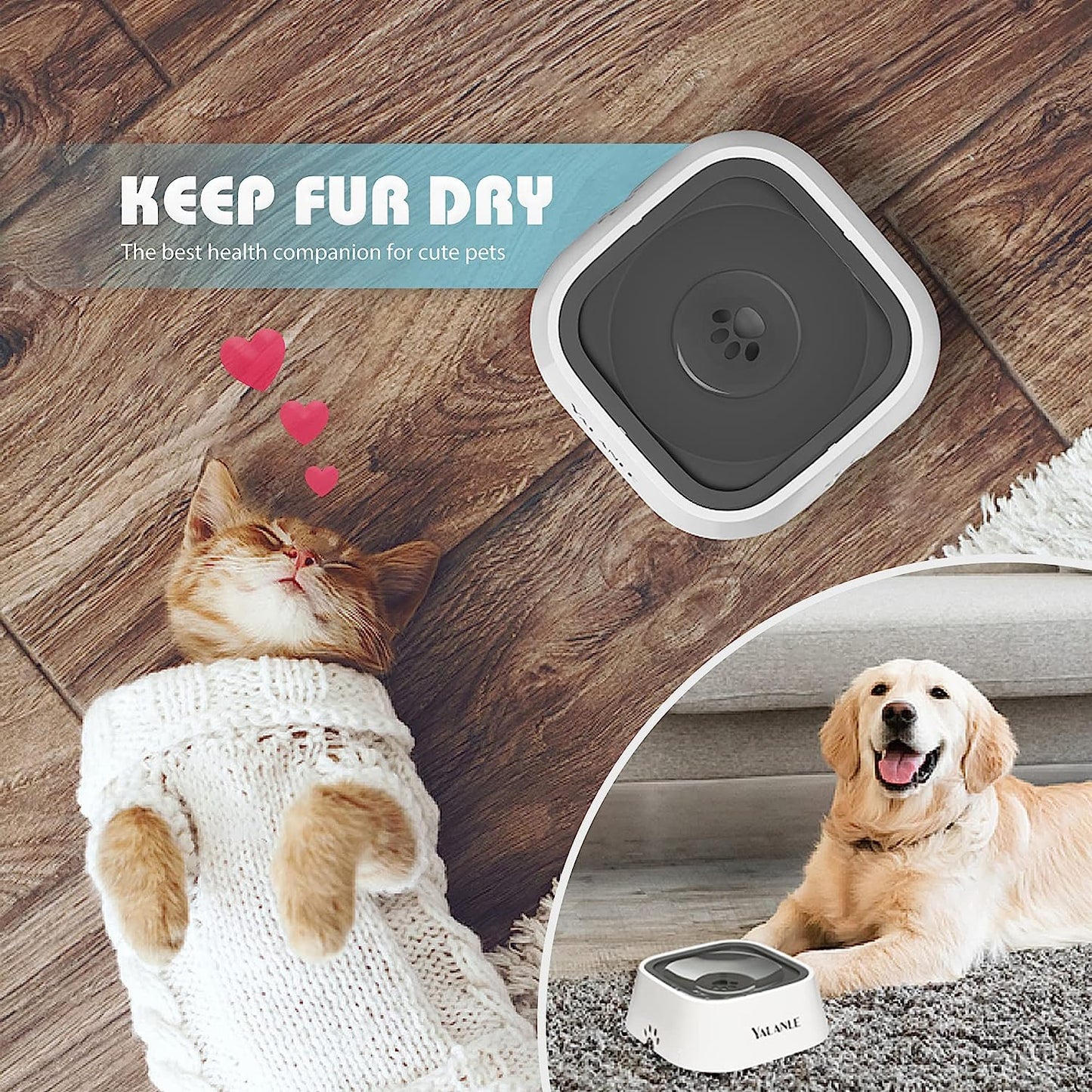 Dog Water Bowl No-Spill Pet Water Bowl Slow Water Feeder Dog Bowl No-Slip Pet Water Dispenser Vehicle Carried Dog Water Bowl for Dogs/Cats/Pets